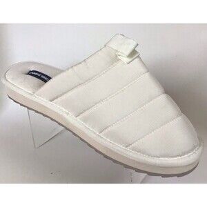 NEW LANDS' END Ivory White Quilted Puffer Indoor/Outdoor Slippers (Size 11 B)